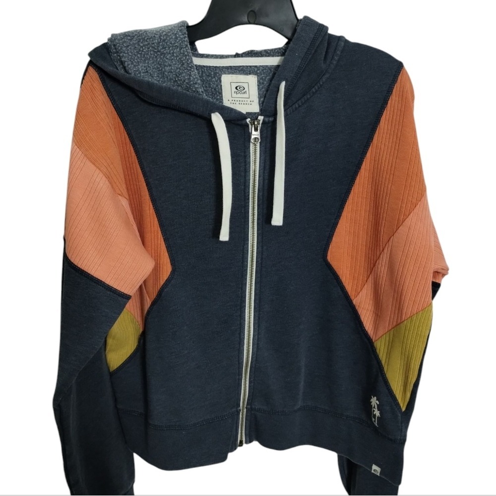 Rip Curl Women's size Small Melting Waves Zipped Grunge Skater Hoodie Sweatshirt